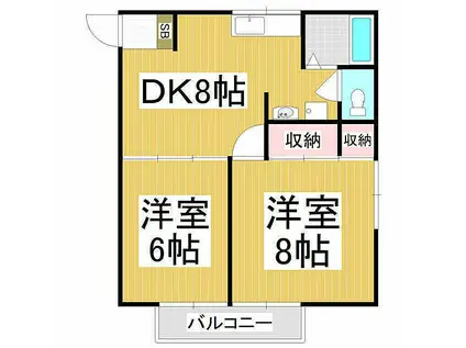 ぷち・ハウス(2DK/2階)の間取り写真