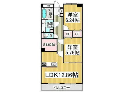 コンフォール深志(2LDK/9階)の間取り写真