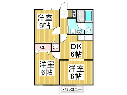 清泉地ハイツ(3DK/1階)の間取り写真