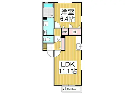 コモン・コート東中央(1LDK/1階)の間取り写真