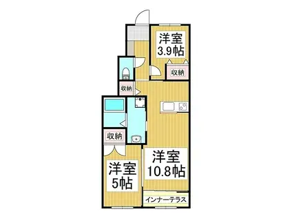 松尾上溝アパート(2LDK/1階)の間取り写真