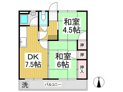 ニューマンション冨沢(2DK/2階)の間取り写真