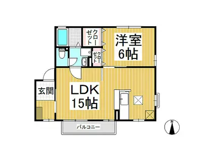 メゾンラフィネ吉田 C棟(1LDK/1階)の間取り写真