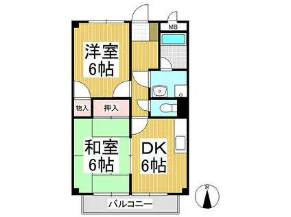 エバーグリーンちの(2DK/2階)の間取り写真