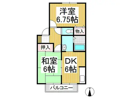 メゾンシェール(2DK/2階)の間取り写真