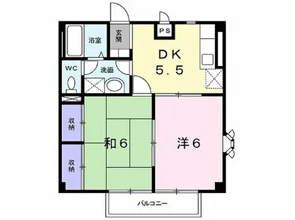 しなの鉄道北しなの 北長野駅 徒歩9分 2階建 築27年(2K/1階)の間取り写真