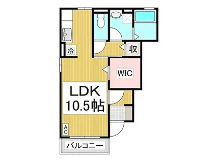 ローズコート・カノンII B棟(ワンルーム/1階)の間取り写真