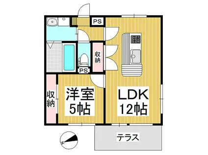 SAIN・K(1LDK/1階)の間取り写真