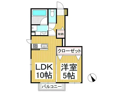 アルシャヴィン(1LDK/1階)の間取り写真