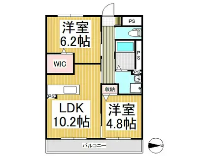 アムール上田(2LDK/1階)の間取り写真