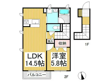 シャーメゾンCOCO(1LDK/2階)の間取り写真