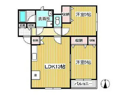 サンモール北大手(2LDK/1階)の間取り写真