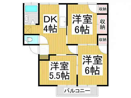 徳永ハイツ(3DK/2階)の間取り写真