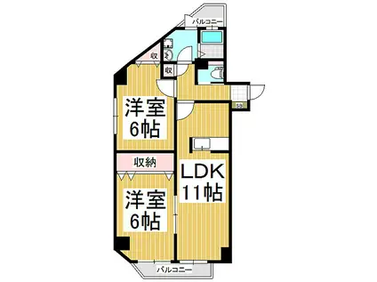 ブリランテサクラ(2LDK/5階)の間取り写真