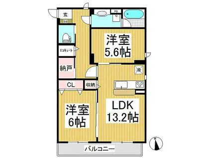 CS鶴賀ブレインマンション(2LDK/2階)の間取り写真