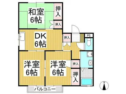 メゾン山崎A棟(3DK/2階)の間取り写真