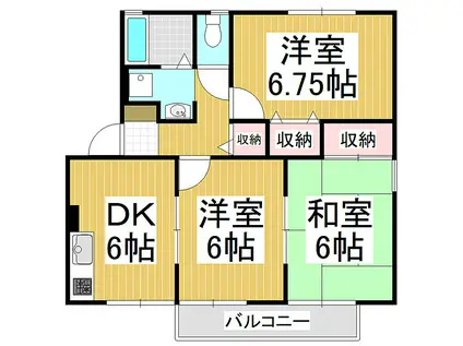 ハイカムール沢村(3DK/1階)の間取り写真