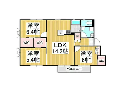 フレグランスYOURS D(3LDK/2階)の間取り写真