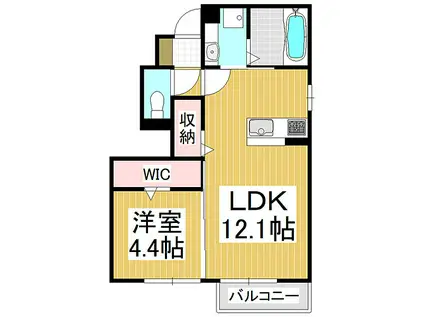 MAISON SOLEADO(1LDK/1階)の間取り写真