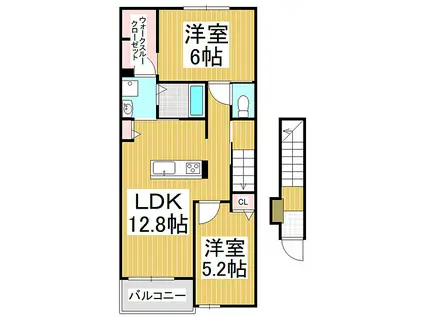JR大糸線 北松本駅 徒歩40分 2階建 築8年(2LDK/2階)の間取り写真