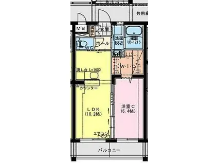 都城年見町AKマンション(1LDK/4階)の間取り写真