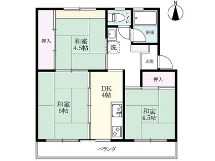 コーポ北川(3K/2階)の間取り写真