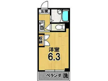 おうぎやマンション(1K/3階)の間取り写真
