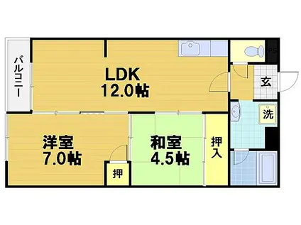 第31長栄コーポきぬもと(2LDK/4階)の間取り写真