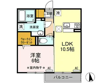 ヴァンベール(1LDK/1階)の間取り写真