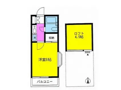 JOYフル六会(1K/1階)の間取り写真