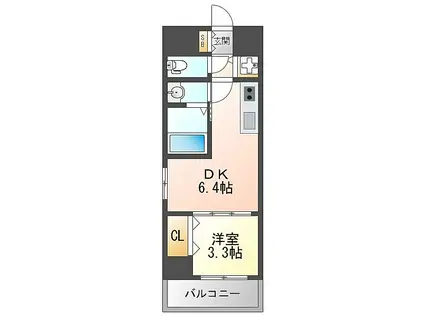 JR東海道・山陽本線 塚本駅 徒歩3分 12階建 築2年(1DK/5階)の間取り写真