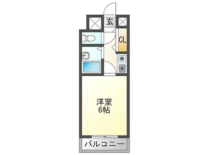 サンユタカマンション(1K/3階)の間取り写真