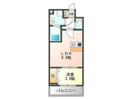 エールリベルテ大阪ウエスト(1LDK/7階)の間取り写真