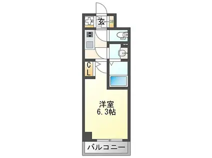 JR東西線 御幣島駅 徒歩1分 10階建 築2年(1K/5階)の間取り写真
