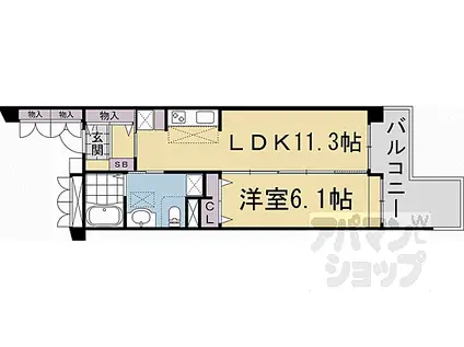 ジュネット京都・久我の杜 東棟(1LDK/5階)の間取り写真