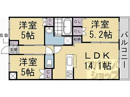 モンブラン(3LDK/2階)の間取り写真