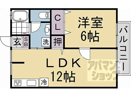 セジュール伊勢田(1LDK/2階)の間取り写真