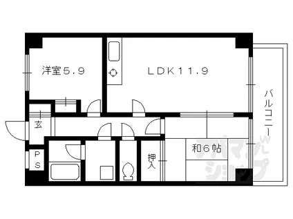 シャンデリ(2LDK/1階)の間取り写真