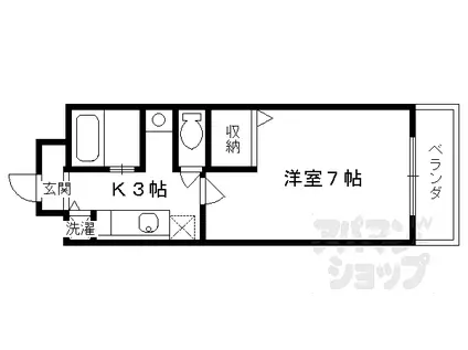 京阪本線 中書島駅 徒歩29分 6階建 築19年(1K/4階)の間取り写真