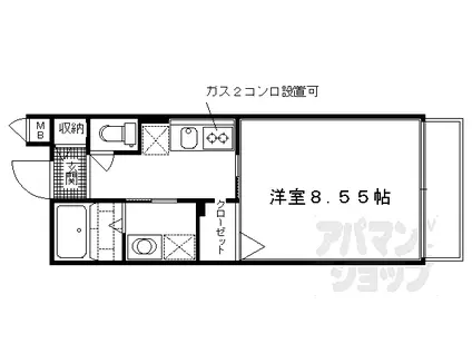 阪急京都本線 洛西口駅 徒歩10分 3階建 築16年(1K/3階)の間取り写真