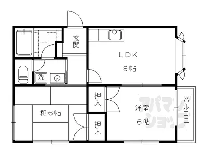 京阪本線 龍谷大前深草駅 徒歩4分 2階建 築31年(2LDK/2階)の間取り写真