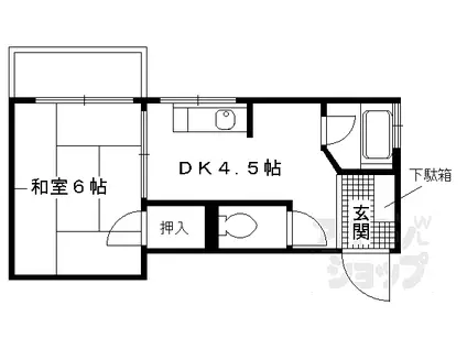 マンション皆栄(1DK/2階)の間取り写真