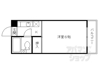 中ノ島ハイツ(1K/2階)の間取り写真