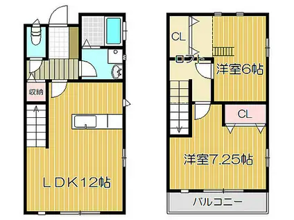 ピュアコート西庄(2SLDK/1階)の間取り写真