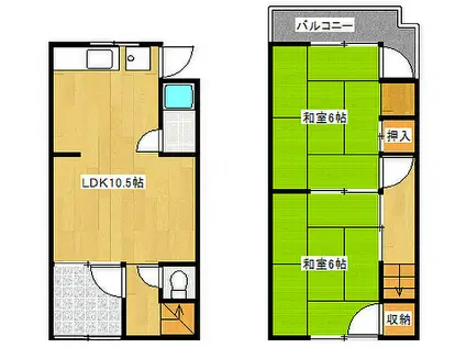 JR山陽本線 垂水駅 徒歩20分 2階建 築55年(2LDK)の間取り写真