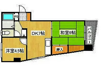 青谷ハイツUEDA(2DK/3階)の間取り写真