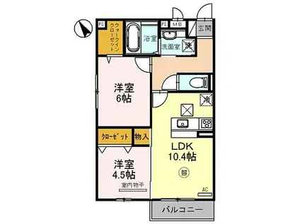 JR山陽本線 西明石駅 徒歩19分 3階建 築5年(2LDK/1階)の間取り写真