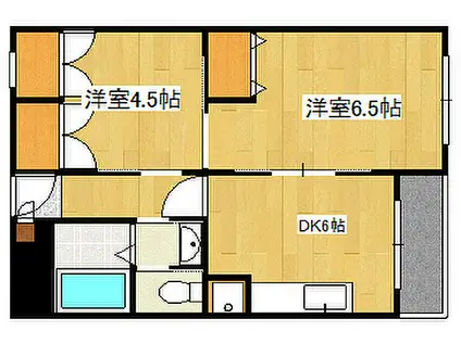稗田マンション(2DK/4階)の間取り写真