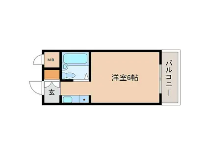 アーク上ノ島(1K/1階)の間取り写真