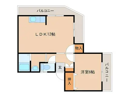 ミスターK北武庫之荘(1LDK/3階)の間取り写真